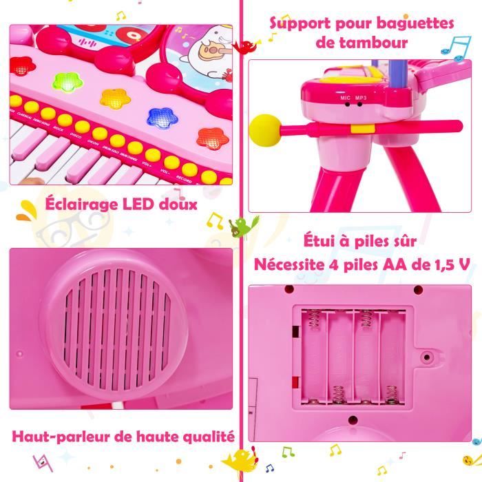 DREAMADE Kit Batterie Électronique Enfant Clavier 8Touches avec  Tabouret,Microphone, Lumières LED, Fonctions - Cdiscount Jeux - Jouets