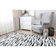Tapis salon shaggy 100 x 160 cm - descente de lit chambre grande taille tapis poils longs moderne - Rayé noir et blanc-2