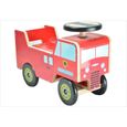 Porteur bois bébé Camion Pompier rouge-2