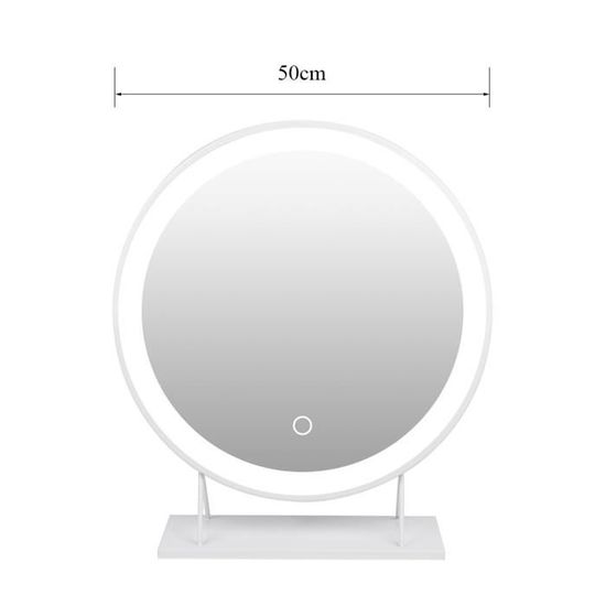 Miroir électrique de maquillage LED à poser MIXMEST - Cadre Blanc - Ø 50cm  - Luminosité réglable de 3 modes - Cdiscount Electroménager
