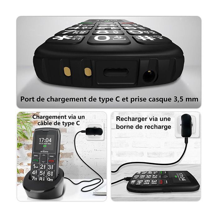 artfone Téléphone Portable Senior Débloqué 4G LTE Clapet avec Grandes