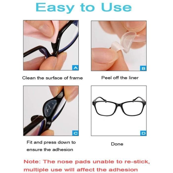 Tampon de nez en silicone antidérapant adhésif Coussinets de nez en  demi-lune pour lunettes de lunettes