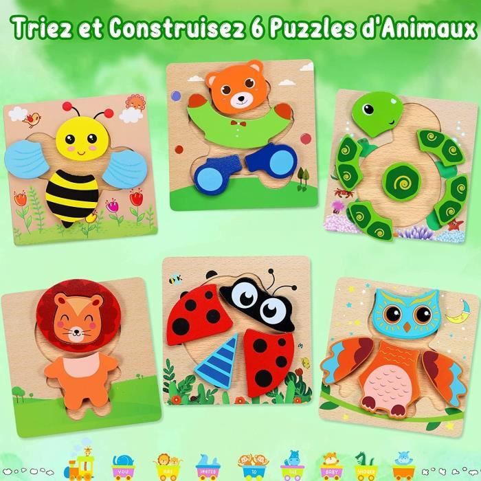 Puzzle Bois Enfant 6 PCS Jouet Montessori Puzzles Jeu 2 3 an Ans - Jeux  Educatif Animaux Cadeau Bebe Fille Garçon 1 Jeu 2 3 an Ans - Cdiscount Jeux  - Jouets