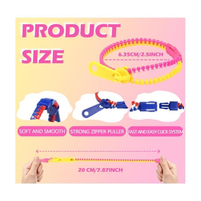 30 Bracelets à Fermeture Éclair Colorés - Pour Fêtes Et Cadeaux D'Amitié | Résine Écologique