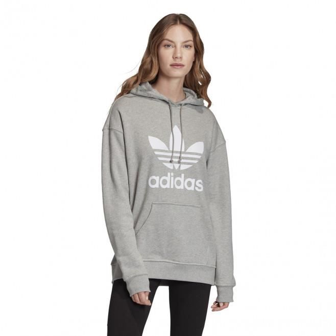 Sweat a capuche ADIDAS ORIGINALS TREFOIL Femme Gris Manches longues