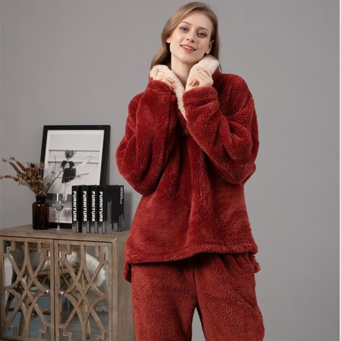 Pyjama Femme Hiver Pyjama Polaire Chaud Pyjama Ensemble Hiver