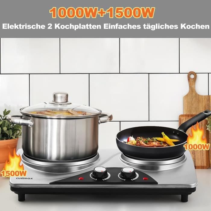 Plaque De Cuisson Électrique Double 2500W Eckerdromk - Deux Zones Chauffantes Réglables - Rechaud Portable Pour Cuisine, Camping, Appartement