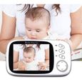 Babyphone Caméra 3.2 Inches Bébé Moniteur Babyphone Vidéo LCD Couleur Bébé Surveillance 2.4 GHz Communication Bidirectionnelle-3
