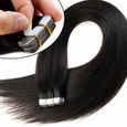 18" Extensions de Cheveux Bande adhésive Ruban adhésif – #1B Noir Naturel – 45cm - 20pcs - Extensions en cheveux humains naturels…-3