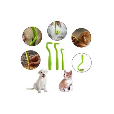 Kit 3 Outils Tire-tique Pour Chien, Chat, Humains - Pince, Crochet, étui - Acier Inoxydable