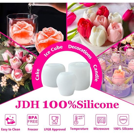 Moule en Silicone pour Bouquet de tulipes 3D, bricolage de bougies aromatiques, moules d'ornement en plâtre, cadeau fait à la main, fournitures de fabrication de bougies à savon  15