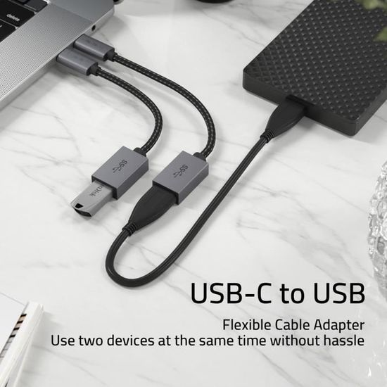 Lot de 2 Adaptateur USB-C vers USB 3.0, Adaptateur Type-C vers USB, Adaptateur  Thunderbolt 3 vers USB Femelle OTG - Cdiscount Informatique