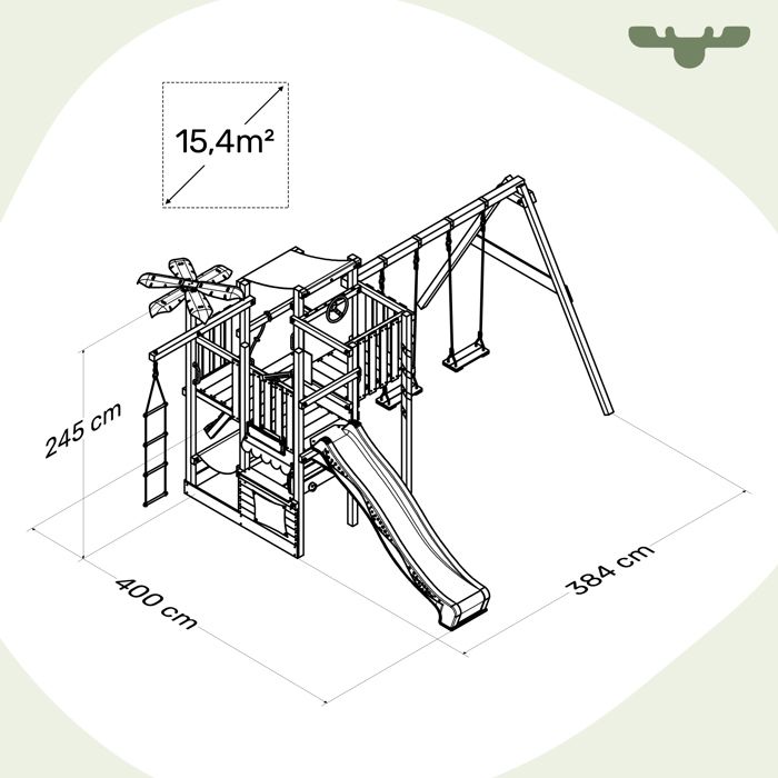 Aire De Jeux Fatmoose CrazyCoconut Club XXL – Tour D'Escalade Avec Toboggan, Balançoire, Bac à Sable, Filet Et Accessoires – Bois Traité Made In Germany