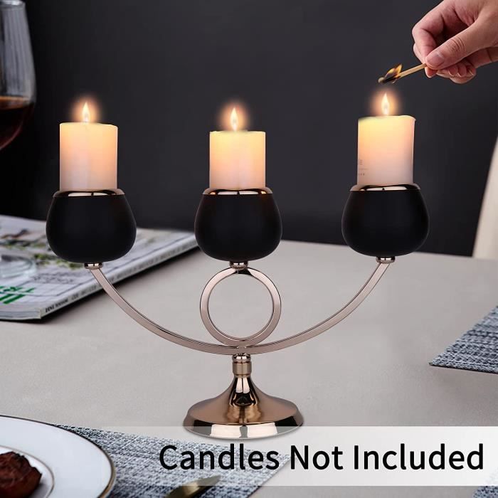 Chandelier 3 Bras En Métal Bougeoir Bougeoir Bâton Or Argent