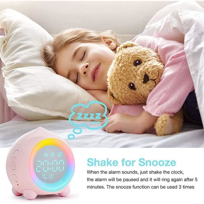 Réveil pour enfants s'allume numérique LED réveil veilleuse fille