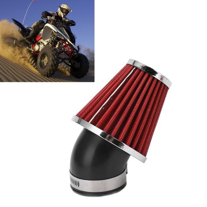 Filtre à Air Moto Performance 45° - Diamètre Entrée 48mm (rouge), Augmentation Du Débit D'air, Pour Custom Ou Remplacement