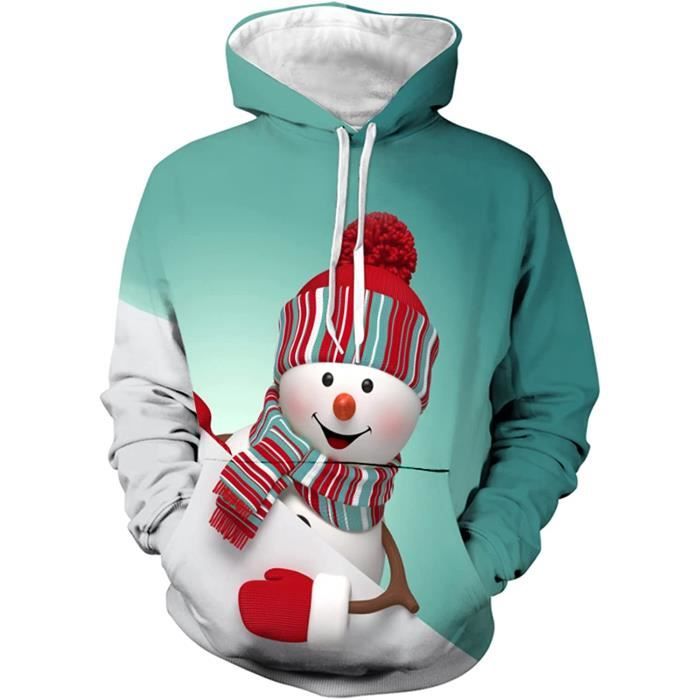 Pull De Noël "Ugly Sweater" Homme - Imprimé Père Noël Rigolo - Col Rond, Manches Longues - Taille S à 4XL - Cadeau Drôle