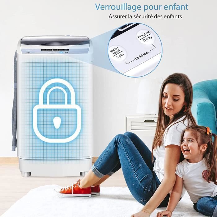 Mini Machine à Laver 10L Automatique Avec Essorage - 4 Programmes, Pompe De Vidange, Silencieuse, Idéale Studio, Airbnb, Voyages - 6