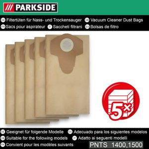 POUR 10 Sacs D'aspirateur Parkside - 20 L PNTS 1300 - Coloris Marron 906 05 Pour Aspirateur Sec Humide 88643087