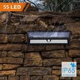 Lampe Solaire Exterieur 55LED Puissante Eclairage Solaire Extérieur sans Fil IP65 étanche à Détecteur de Mouvement pour Jardin-0