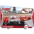 Voiture Disney Cars Flash Mcqueen + Lanceurs Equipe de Stand Flash Vehicule Miniature Rouge-0
