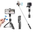 3 en 1 Selfie Stick Trépied Bâton Selfie Bluetooth Monopode Réglable avec Télécommande Amovible & Support Stable-0