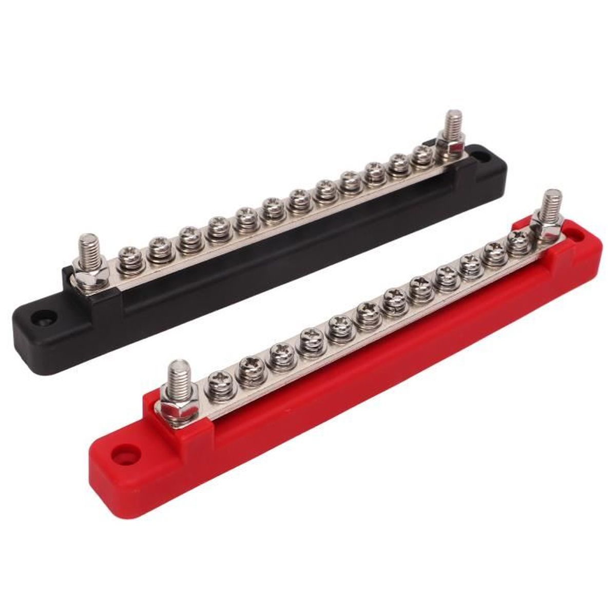 Répartiteur Bus Bar 100A Avec 4 Goujons M6 - 24 Vis M4 + Kit Cache Bornes 12V-48V DC