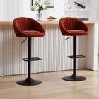 WAHSON OFFICE CHAIRS Wahson Tabouret de Bar Lot de 2 Chaise de Bar avec Pieds Réglable, Chaise de Cuisine Haute avec Repose-Pieds, Chenille, Brun-Rouge
