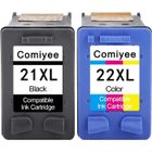 COMIYEE 2 Cartouches d'encre Compatible pour HP 21 22 XL Compatible pour DeskJet F370 F375 F380 F4180 F2290 F2280 F2180 F2200 F4100 D1560