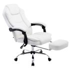Fauteuil de bureau inclinable Castle - CLP - Blanc - Simili - Accoudoirs - Repose-pieds télescopique