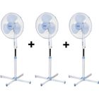 Lot de 3 Ventilateurs MPM Ventilateur sur Pied silencieux et oscillant, Diamètre de 40 cm, 3 vitesses de rotation, Angle ajustable,