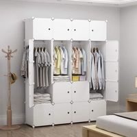 Armoire de Chambre Rangement - ALIGHTUP - 20 Cubes 5 étages - Blanc - Modulaire en Plastique
