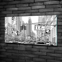 Tulup 100x50cm Tableau sur verre de sécurité:- Spectacles architecture - Les Rues De New York - Noir blanc