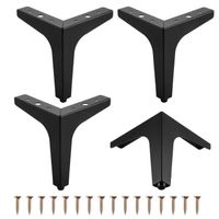 4PCS Pieds de Meuble en Métal de 17cm, Pieds de Canapé Triangulaires, Pieds pour Table Armoir Chaise avec 16 Vis - Noir