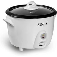 Sogo SS-10065 Cuiseur a riz et cuiseur vapeur electrique intelligent 1,5 litres 8 tasses finition metal blanc, 500W