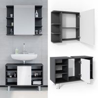 Vicco Fynn Ensemble mobilier de salle de bains, armoire de toilette, meuble sous-vasque
