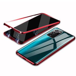 COQUE - BUMPER Coque Samsung Galaxy Note 20 Ultra/Note 20 Ultra 5G, Housse Étui Adsorption Magnétique Double face Verre trempé Couverture -Rouge