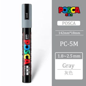 MARQUEUR Gris - Marqueurs de peinture Uni Posca, stylos à pointe moyenne, 1.8mm 2.5mm, 17 couleurs pour l'école et le