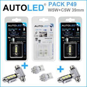 Ampoule phare - feu PACK P49 4 Ampoules LED / T10 (w5w) 6 leds + navet