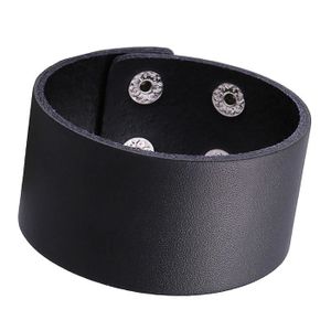 Lot De 3 Bracelets Manchettes Larges - Style Punk Rock - Cuir PU Argent/noir - Street Fashion