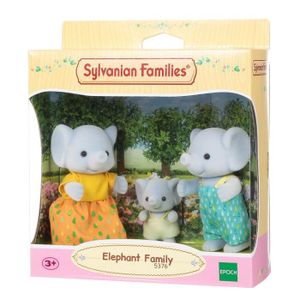 FIGURINE - PERSONNAGE SYLVANIAN FAMILIES - 5376 - Famille Elephant - Les familles