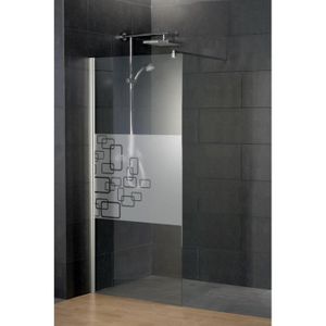 Schulte paroi de douche fixe à l'italienne, 140 x 200 cm, verre 6 mm  transparent, Walk In, profilé aspect chromé à clipser, verre brume