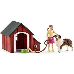 FIGURINE - PERSONNAGE Coffret SCHLEICH - Niche pour chien avec figurines