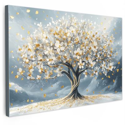Tableau Toile Montagne Asiatique 80x120cm - Impression Murale Porcelaine Bleue
