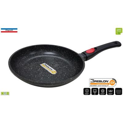Poêle à Griller Cflagrant® - Manche Amovible, Compatible Induction - Revêtement Greblon C3 Sans PFOA - 28cm - Cuisson Sans Gras