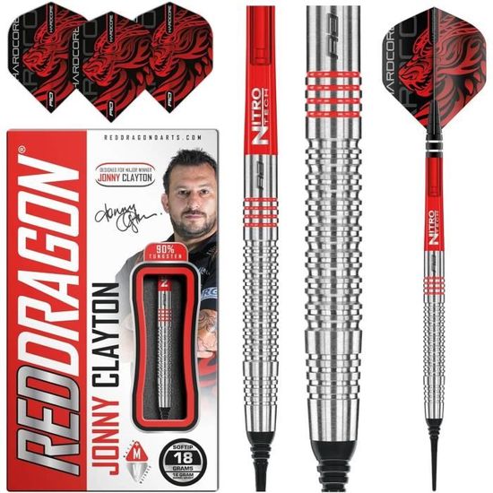 Fléchettes Red Dragon Amberjack Softip 18 G - Lot De 3, Tiges VRX, Ailettes Hardcore - Style Noir Et Orange Professionnel