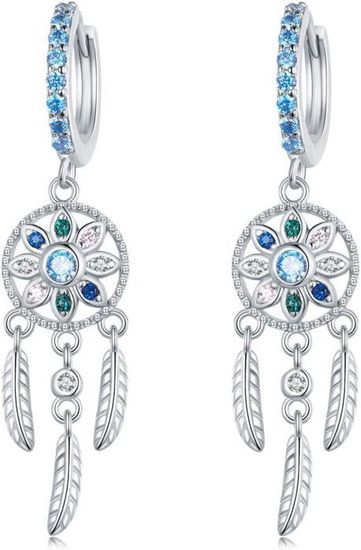 Boucles D'oreilles Pendantes En Argent Sterling - Soleil Avec Visage - Occasion