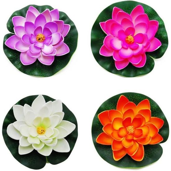 Lot 6 Nénuphars Artificiels Flottants - Fleurs Lotus Pour Étang Piscine Jardin