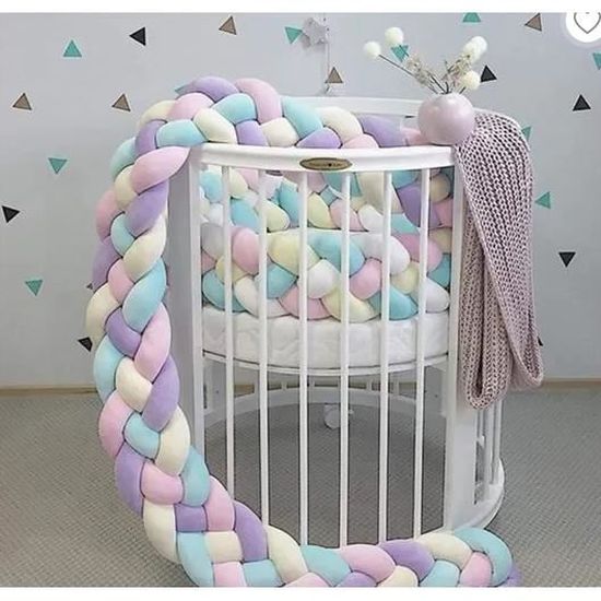 4 Brins Tresses Torsadées,J,Length 4M Height 12cm Oreillers Boule Noués Pare-Chocs Berceau Protection Tapis Berceau DéCoration IntéRieure AAADRESSES Tour de Lit Tresse 