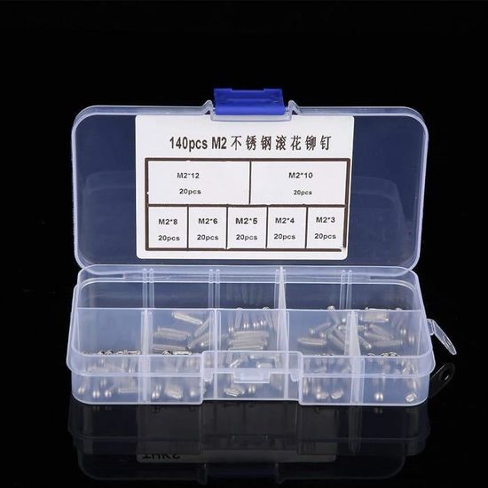 500 Rivets Solides En Aluminium M2x8mm - Tête Ronde Moletée, Pour Bricolage Et Assemblage